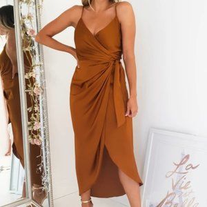 NWT Rust Midi Wrap Dress
